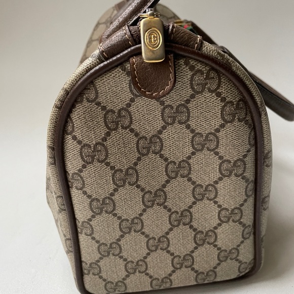 Authentic Vintage Gucci Boston Brown GG Coated Canvas Satchel - Picture 6 of 14